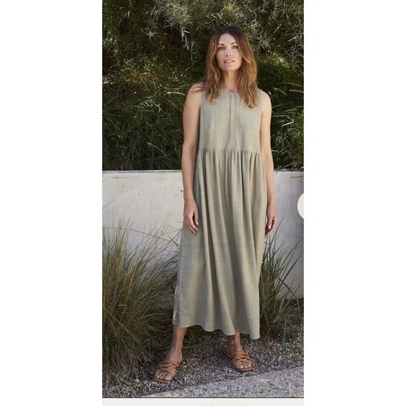 NWT rachel pally banks dress Khaki Maxi  Size XL LagenLook Minimalist - Picture 1 of 4